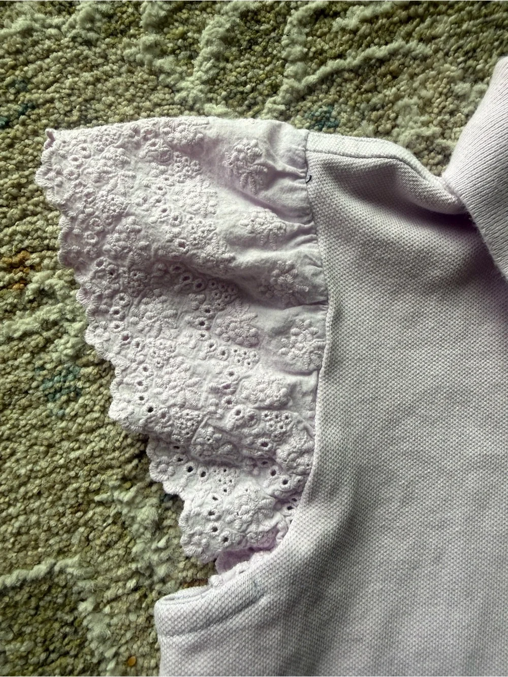 Ralph Lauren Lavender Eyelet-Sleeve Polo